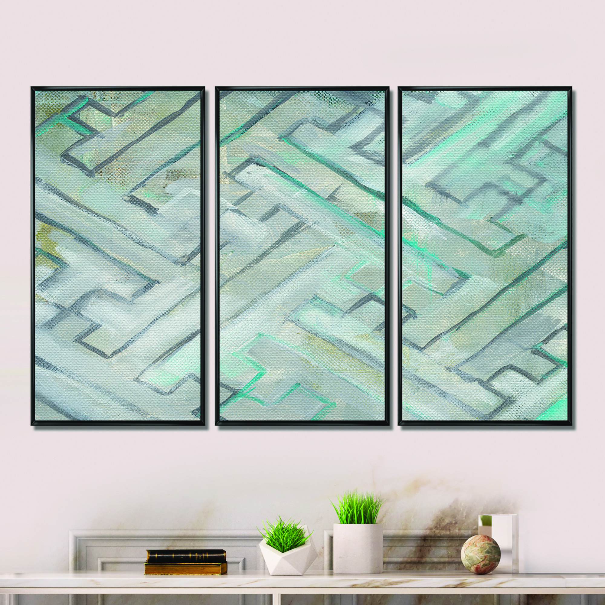 DesignArt " Lost In Geometric Element " 3 Pieces Painting Print